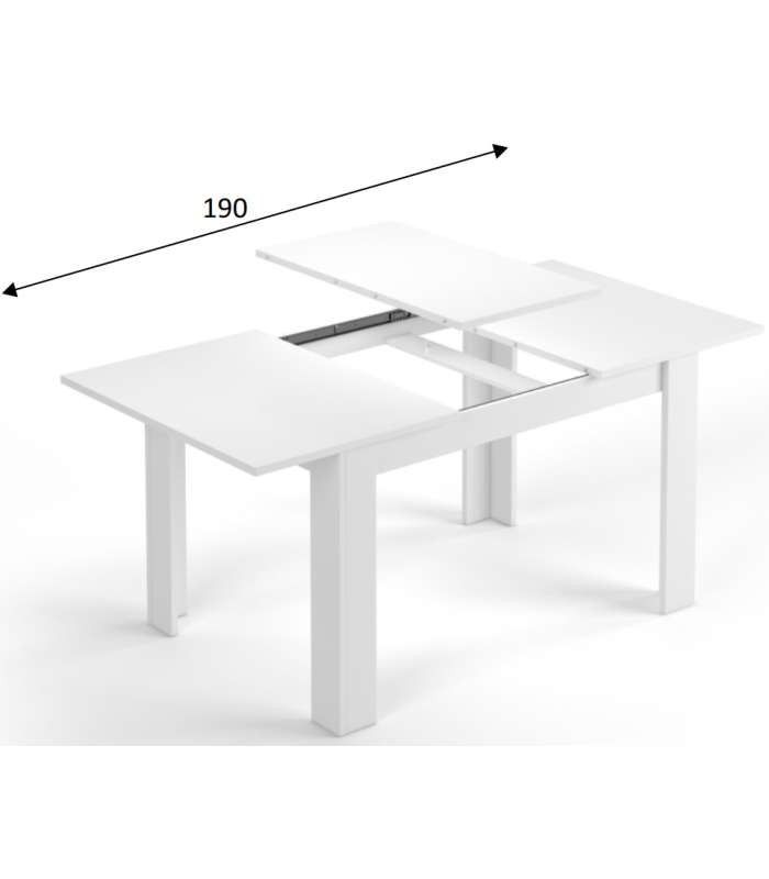 Table à rallonge Paris en blanc brillant 78 cm(hauteur)140-190