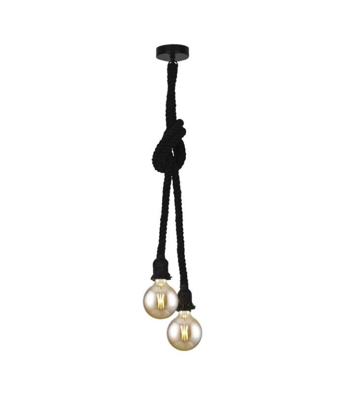 ILAJP Colgantes Colgante 2 luces modelo Rope acabado negro