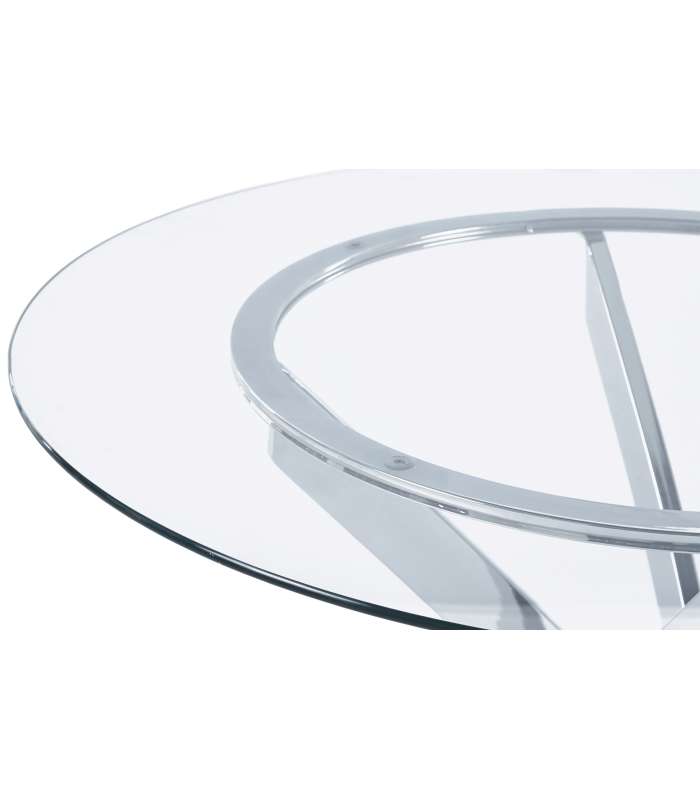 Fixed table Geneva for living room or kitchen of round glass.