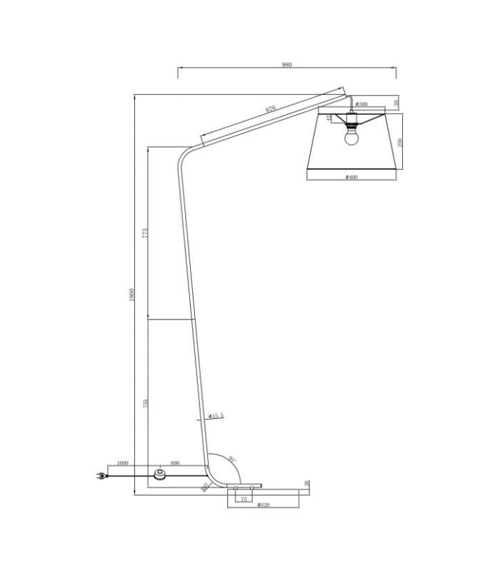 copy of Lámpara de pie modelo Berta acabado negro 165cm(alto)