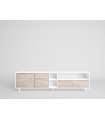 Mueble para televisión modelo Rolan 2 puertas 1 cajón acabado blanco/sahara, 180cm(ancho) 46.8cm(alto) 40cm (fondo)