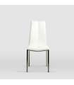 Pack de 4 sillas modelo Marian tapizadas en piel sintetica blanca, 43cm(ancho ) 94cm(altura) 59cm(fondo)