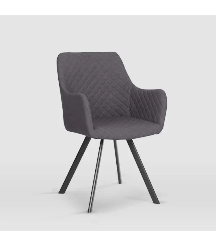 Sillón Bibiana piel sintética cuarzo gris, 58x89x61 cm