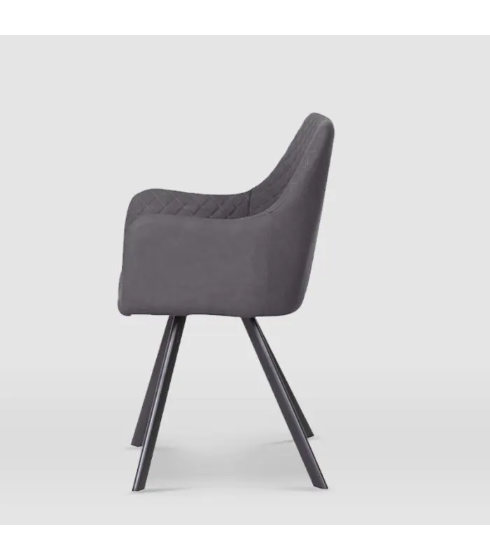 Sillón Bibiana piel sintética cuarzo gris, 58x89x61 cm