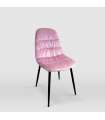 Pack de 4 sillas modelo WEI tapizadas en terciopelo rosa, 45cm(ancho ) 87cm(altura) 54.5cm(fondo)
