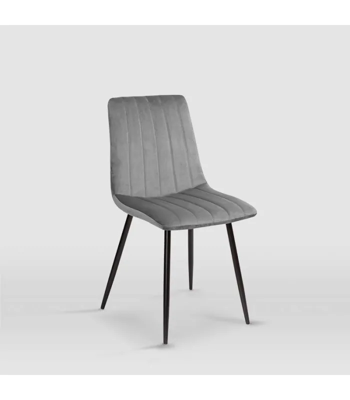 Pacote de 4 cadeiras estofadas em veludo cinza