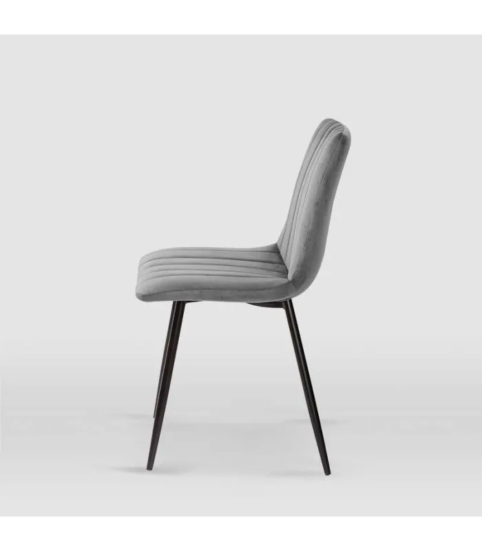 Pacote de 4 cadeiras estofadas em veludo cinza