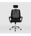 cópia da cadeira de escritório giratória Logic estofada em tecido respirável preto/azul, 90-102 cm(altura)60 cm(largura)60 cm(co