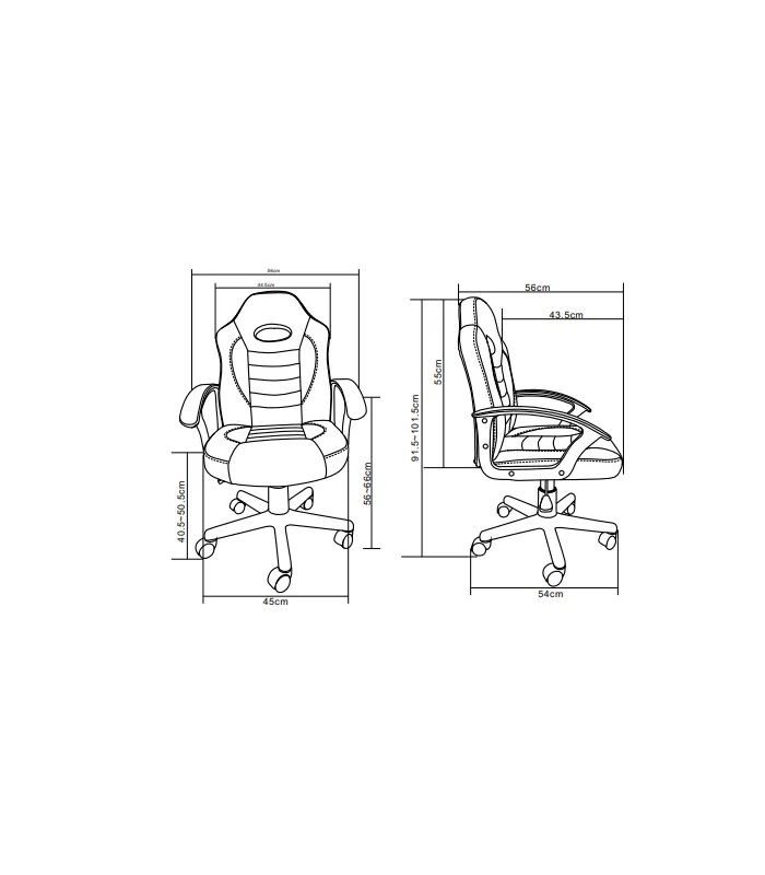 Silla Gaming Zoe en piel sintética negra y azul