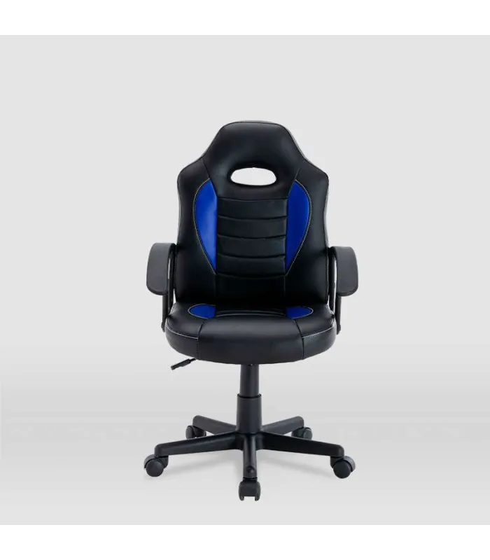 Silla Gaming Zoe en piel sintética negra y azul