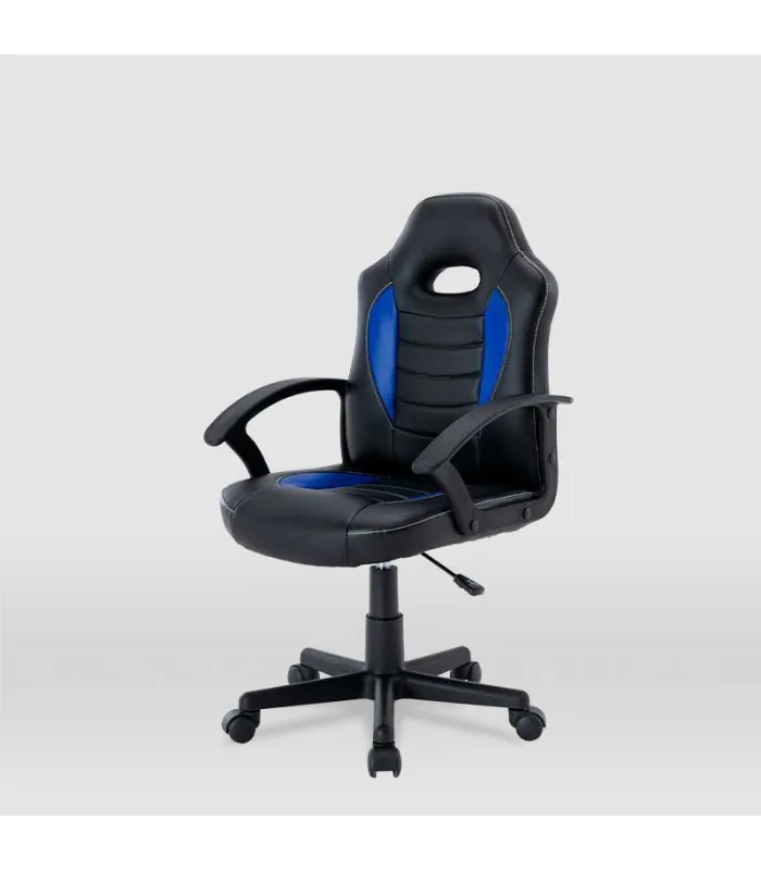 Silla Gaming Zoe en piel sintética negra y azul