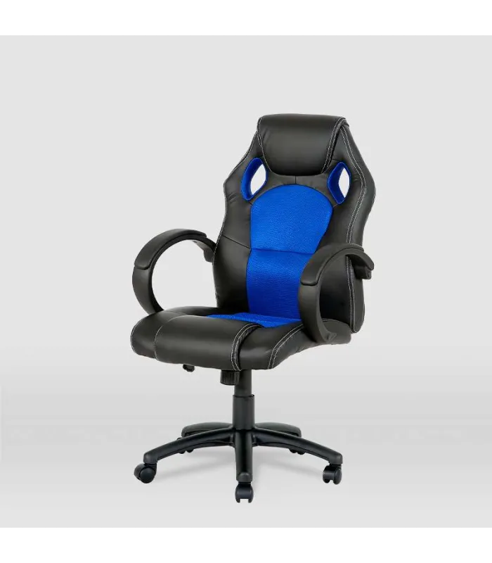 Silla gaming Olimpia en piel sintética negro/azul