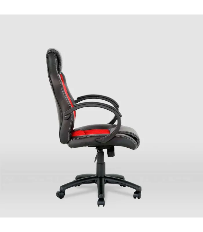 Silla gaming Olimpia, piel sintética negra/roja.