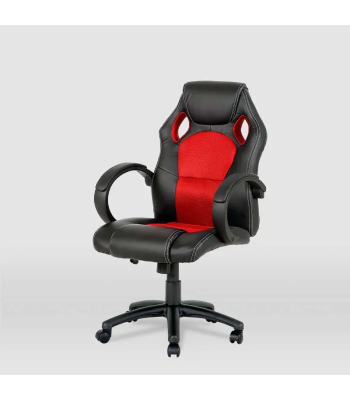 Silla gaming Olimpia, piel sintética negra/roja.