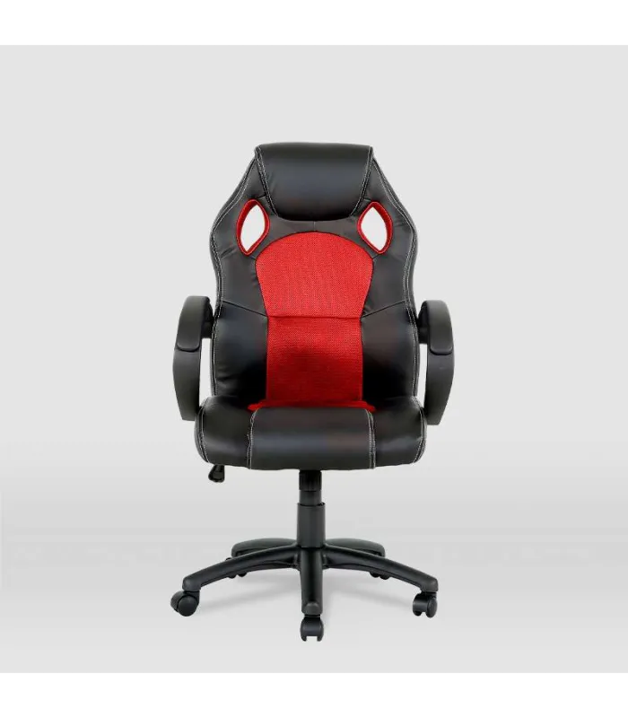 Silla gaming Olimpia, piel sintética negra/roja.