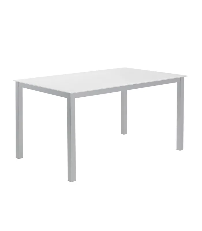 Mesa moderna de cristal blanco, 140x90x75 cm