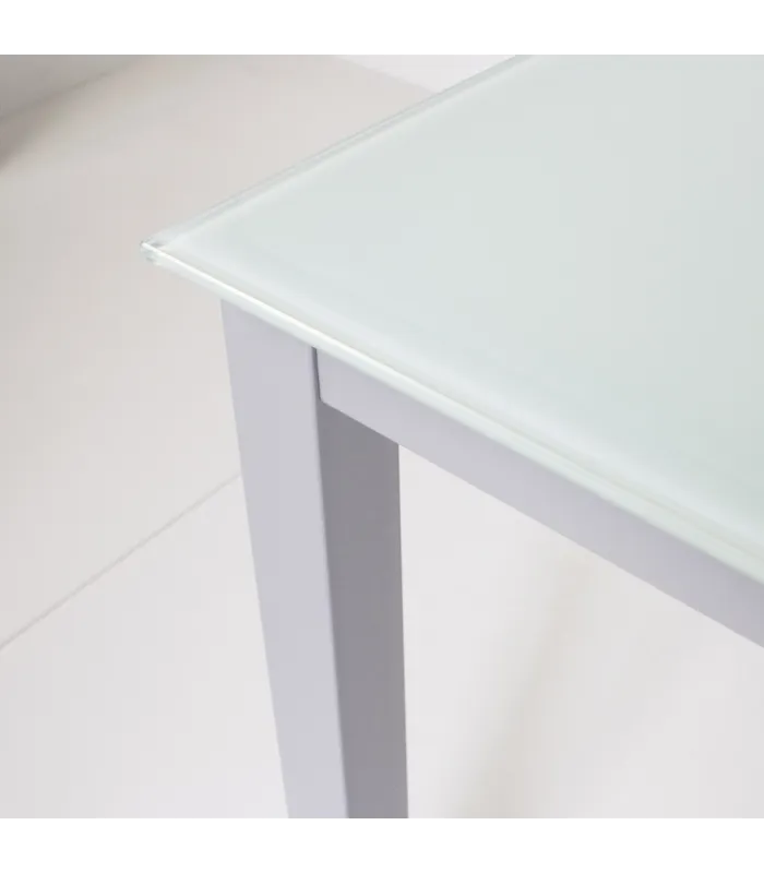 Mesa moderna de cristal blanco, 140x90x75 cm
