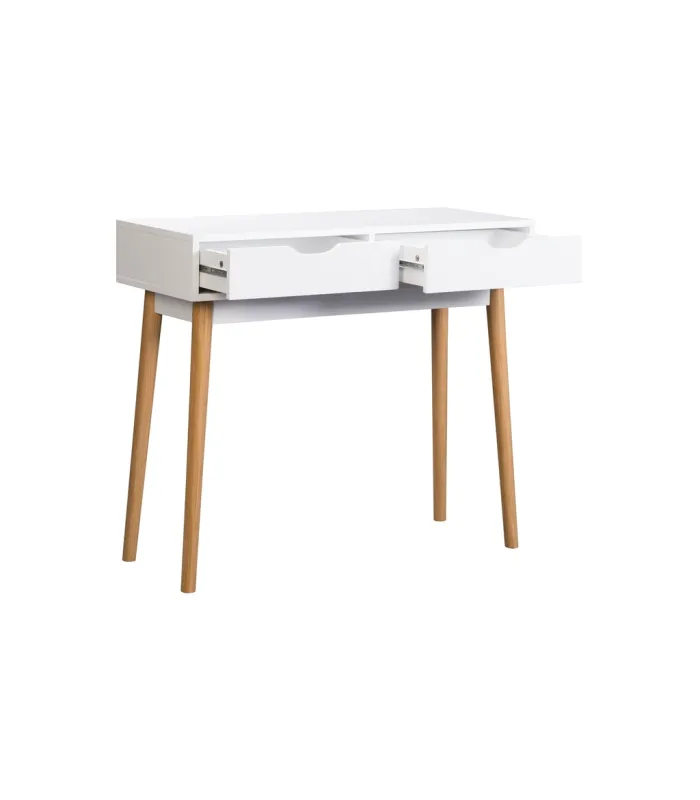 Consola Fiano blanca 2 cajones, 90x35x78 cm