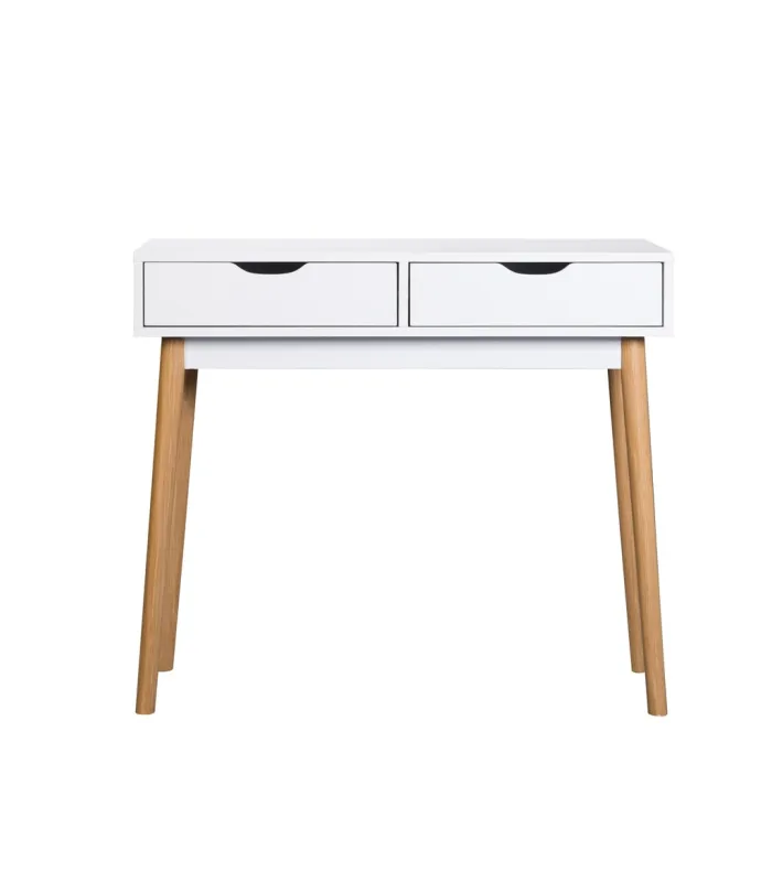 Consola Fiano blanca 2 cajones, 90x35x78 cm