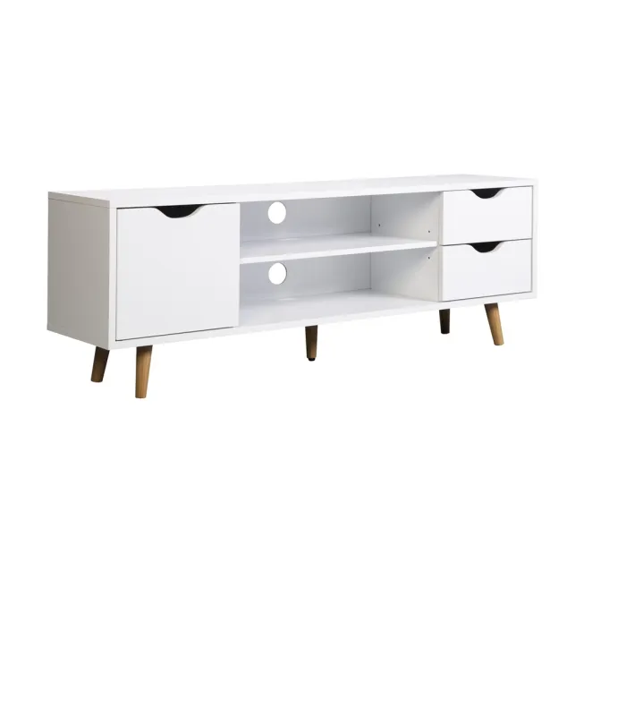 Mueble TV Md-Fiano 2 cajones y 1 puerta, blanco, 120cm
