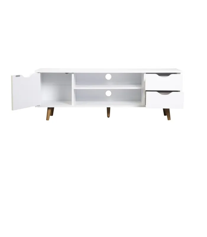 Mueble TV Md-Fiano 2 cajones y 1 puerta, blanco, 120cm