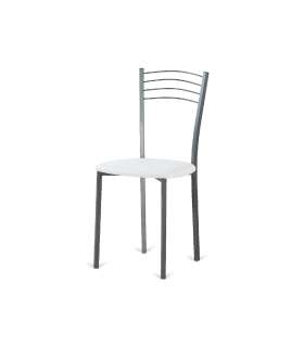 Lot de 4 chaises métalliques rembourrées blanches Cadiz. 
