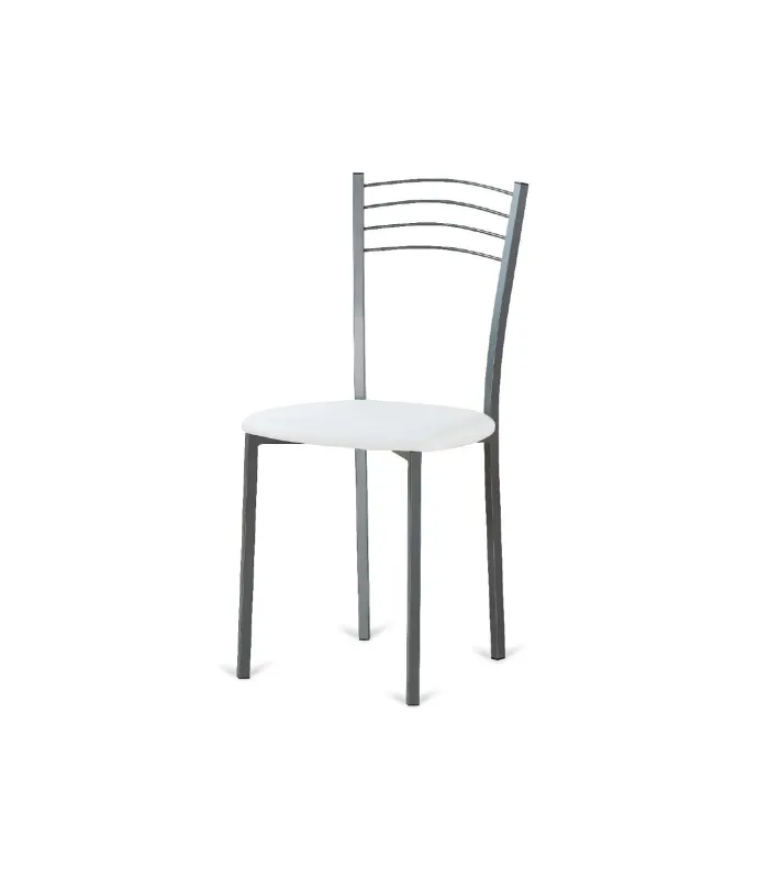 Pack de 4 sillas Cádiz en metal y polipiel blanca