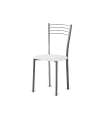 Lot de 4 chaises métalliques rembourrées blanches Cadiz. 46 cm (largeur) 86 cm (hauteur) 43 cm (profondeur)