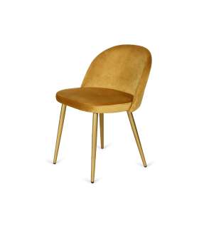 Lot de 4 chaises Zaragoza en velours doré 75 cm (hauteur) 45 cm