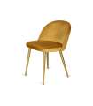 Lot de 4 chaises Zaragoza en velours doré 75 cm (hauteur) 45 cm (largeur) 54 cm (profondeur)