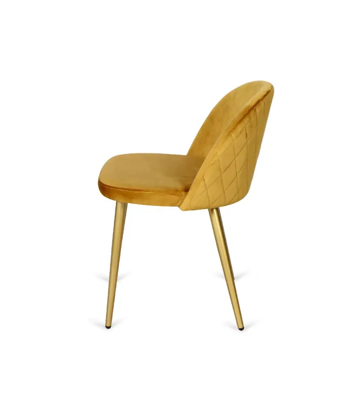 Pack de 4 sillas Zaragoza velvet dorado, 75 cm alto