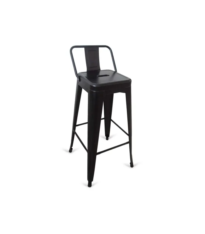 Pack de 4 taburetes Tolix negros con respaldo