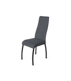 Pack de 4 sillas Dora tapizadas en tela gris oscuro. 107 cm (alto) 45 cm (ancho) 55 cm (fondo).