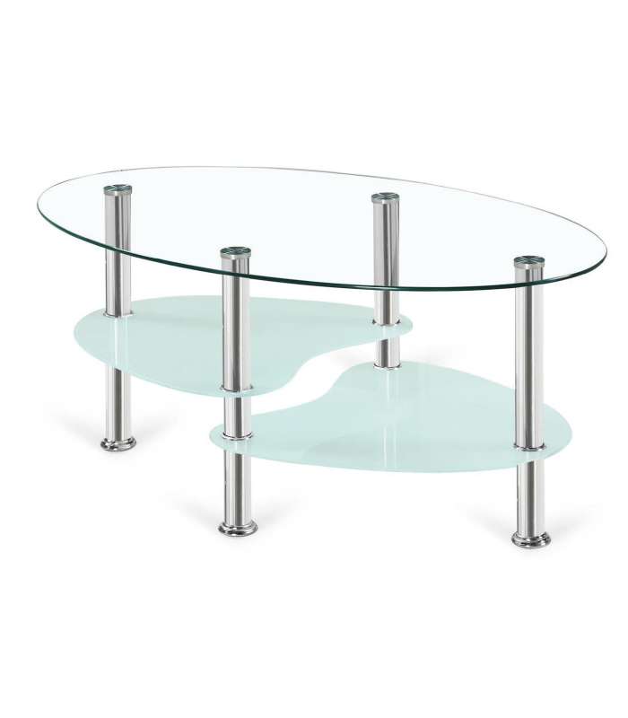 copy of Oval Brandy coffee table with lid and glass shelves