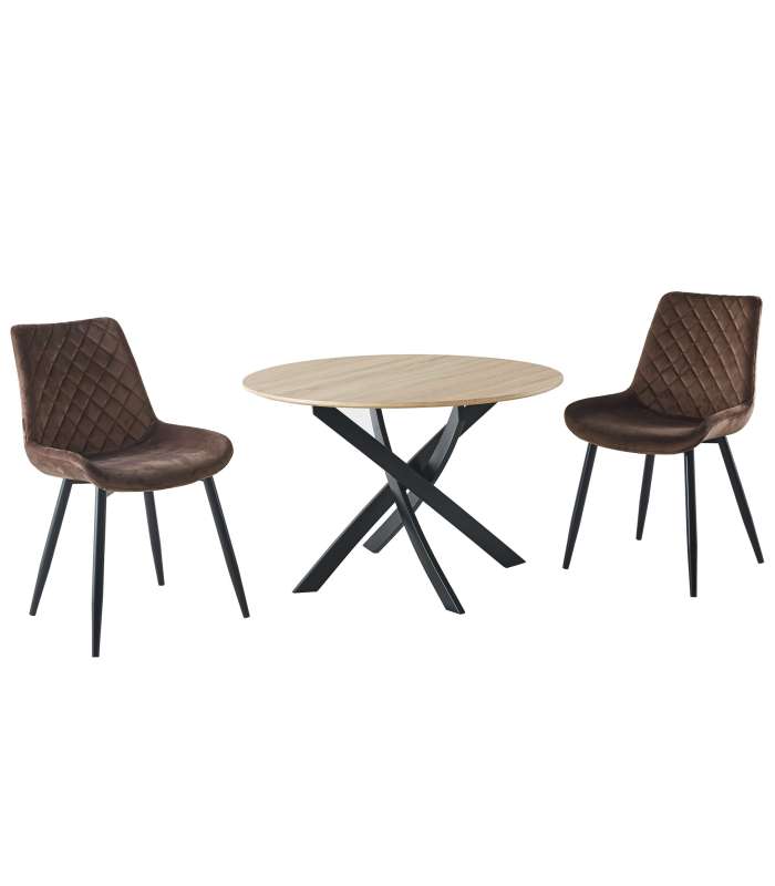 Table basse Zen ronde fixe chêne/noir 75 cm(hauteur)100