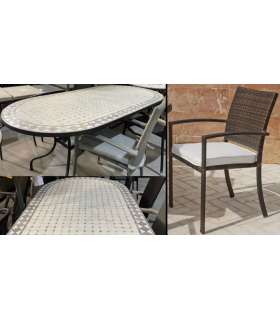 copy of Conjunto de mesa+8 sillones+8 cojines terraza jardin