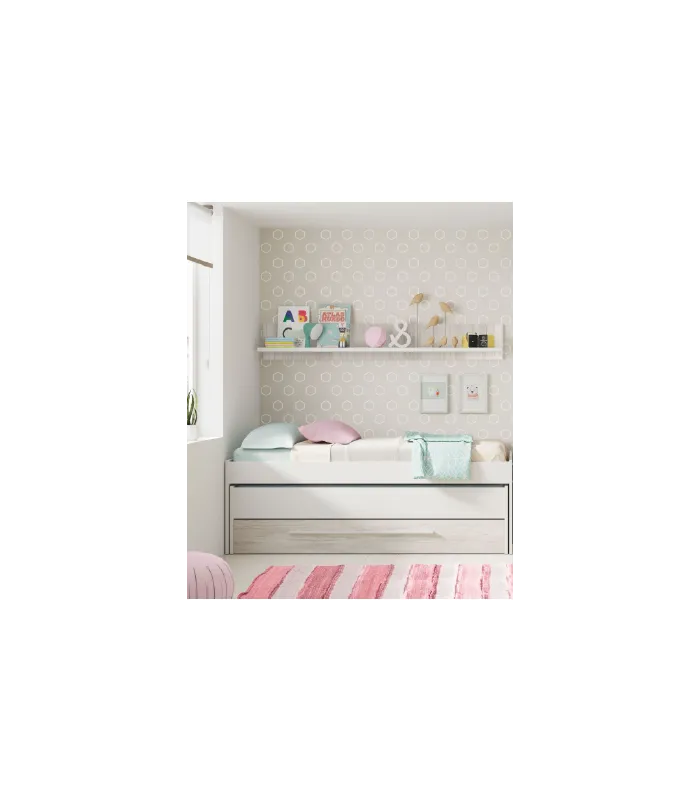 copy of Ocean compact bed and multi-colored bookshelf.