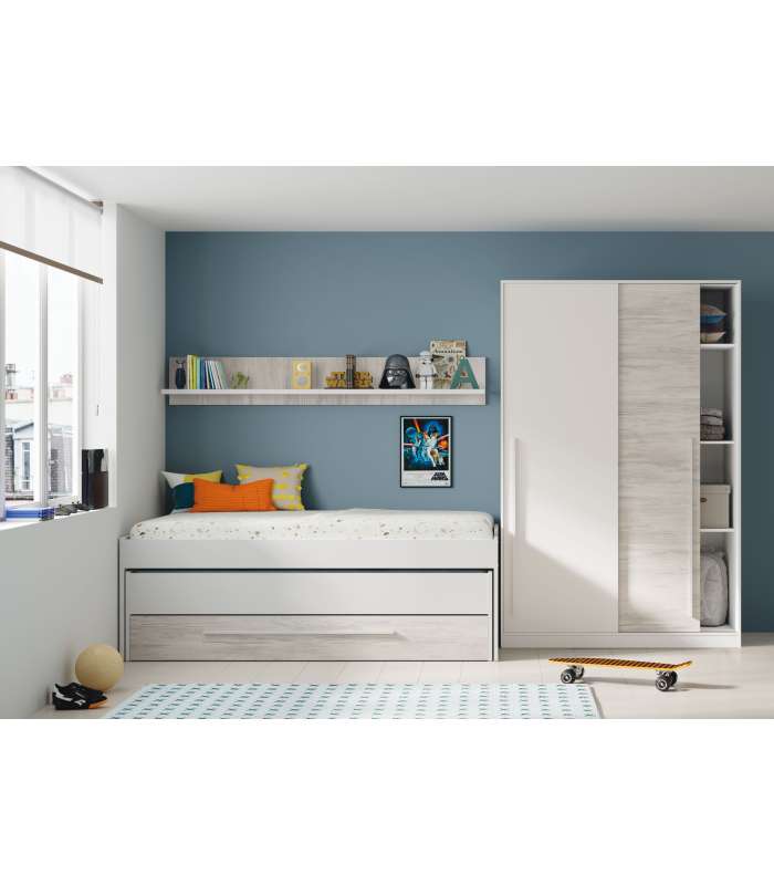 copy of Ocean compact bed and multi-colored bookshelf.