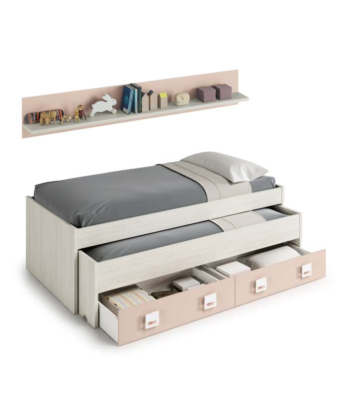 copy of Ocean compact bed and multi-colored bookshelf.