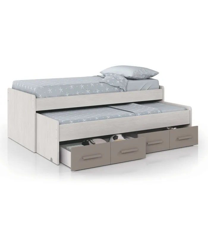 Cama compacta juvenil Ares Plus - Blanco Alpes/Basalto