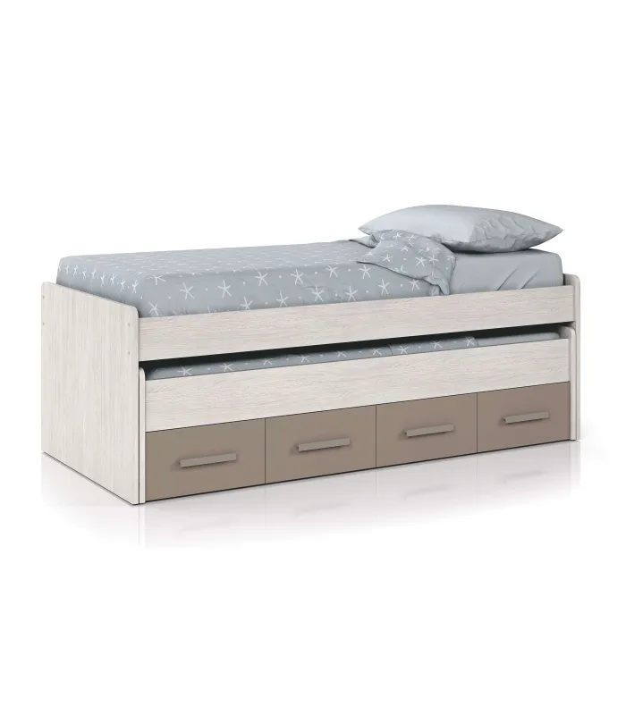 Cama compacta juvenil Ares Plus - Blanco Alpes/Basalto