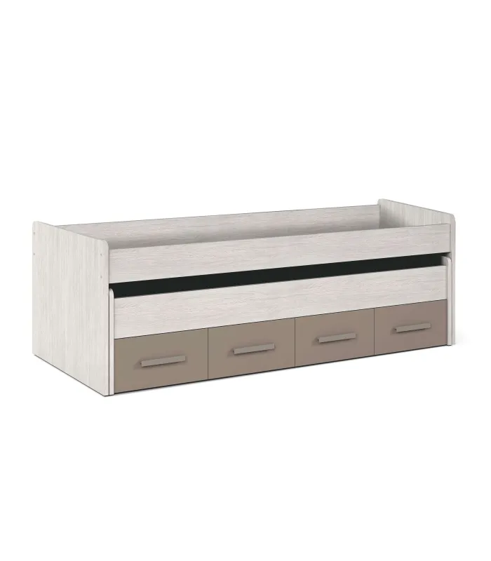 Cama compacta juvenil Ares Plus - Blanco Alpes/Basalto