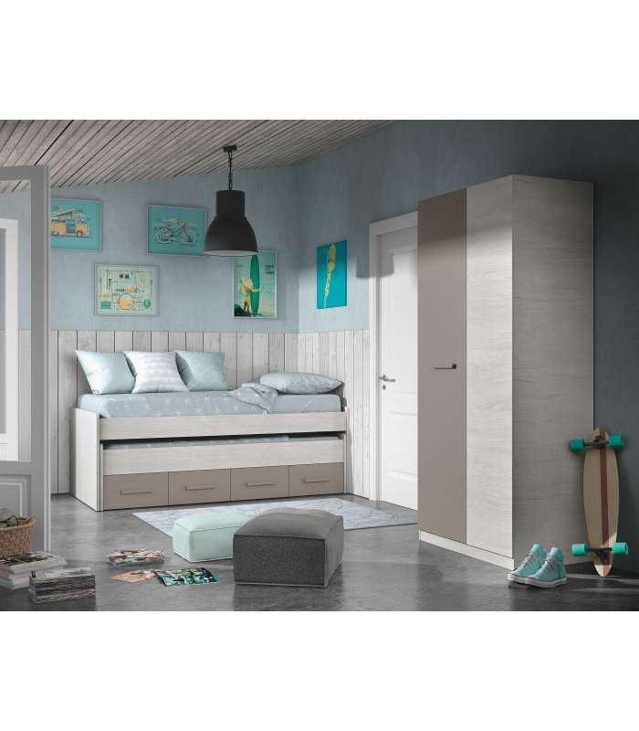 copy of Ocean compact bed and multi-colored bookshelf.