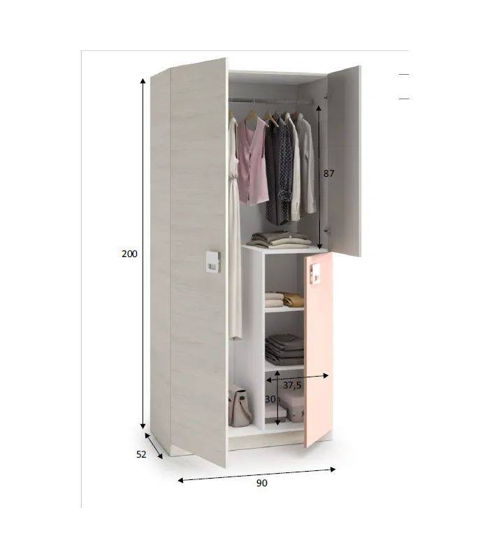 Armario 3 puertas abatibles multicolor 200x90 cm