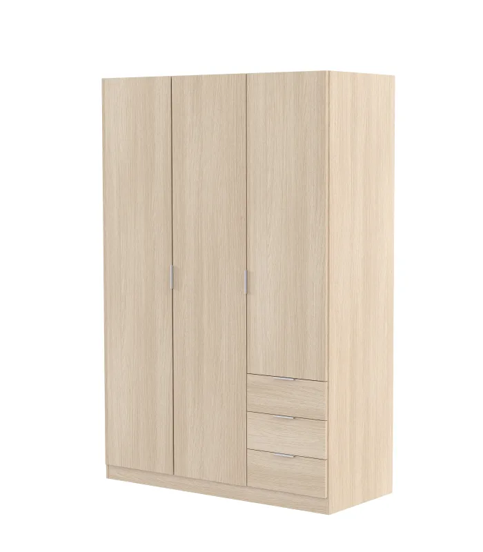 Armario de 3 puertas y 3 cajones en roble
