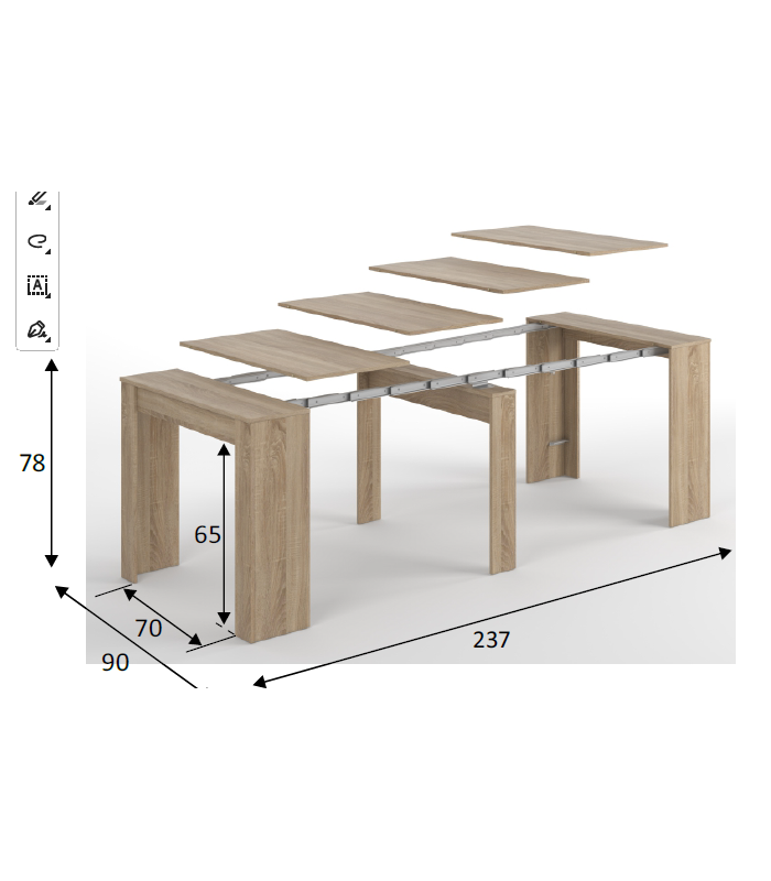 copy of Mesa de cocina con alas abatibles Cosmos 31/86/140cm