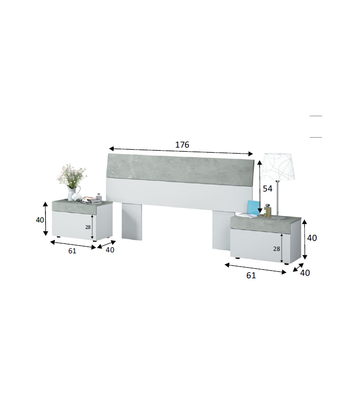 copy of Cabecero + 2 mesitas modelo Noon Plus acabado roble/
