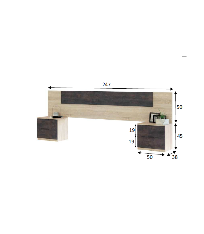 FRS Conjuntos de dormitorio Cabecero + 2 mesitas modelo Alaya