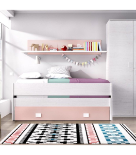 copy of Ocean compact bed and multi-colored bookshelf.