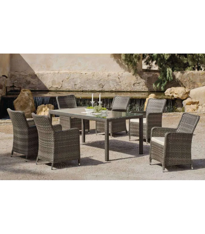 Mesa rectangular de jardín Samba-180 gris, elegante y funcional